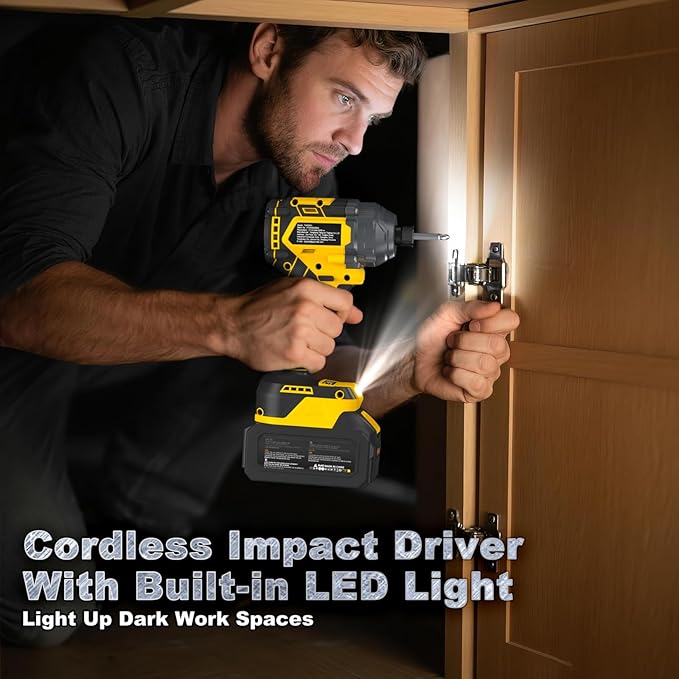 Cordless Impact Driver 2655In-lbs(300N쨌m) - 21V 1/4" Hex Chuck Brushless Hand Impact Driver With & 2 x 4.0Ah Battery & Charger & 14 x Sockets Set & 10 x Screwdriver Bit for Home Projects & DIY