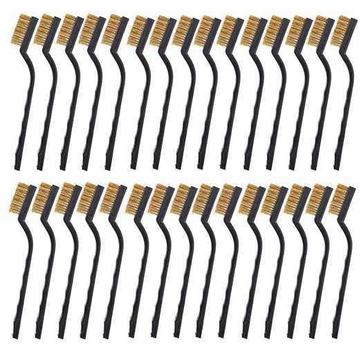 30PCS Mini Wire Brush Brass Brush,Curved Handle Masonry Brush Wire Bristle for Cleaning Welding Slag and Rust