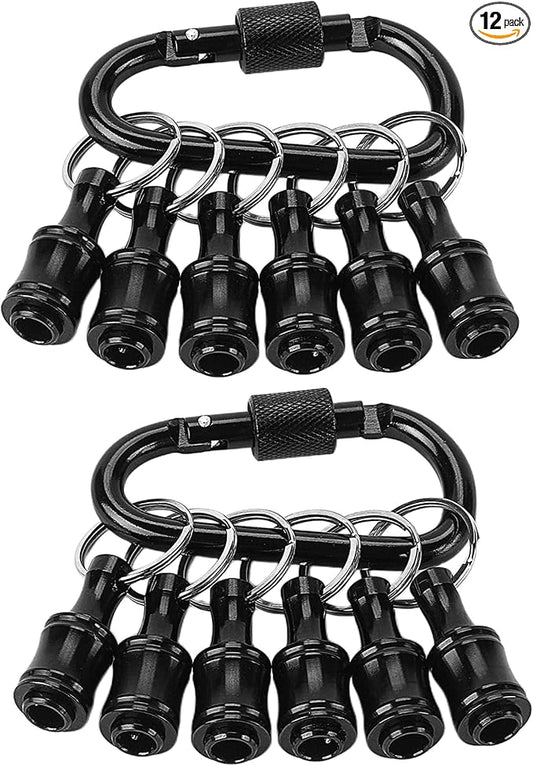 Bit Holder 1/4 inch Hex Shank Screwdriver Bits Holder Extension Bar Keychain Screw Adapter Drill Change Hand-held Screwdrivers Drill Bits Holder Portable (2Set-Black)