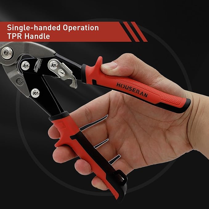 12 Inch Aviation Snips, Long Straight Cut Tin Snips, Heavy Duty CR-MO Metal Cutters with Double Lever, Scale Markings & Safety Lock, Shears Scissors for Cutting Metal Sheet