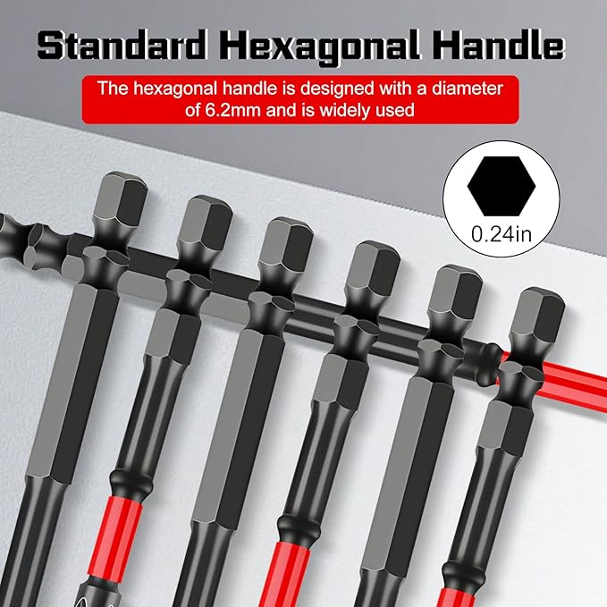FPH2 Impact Screwdriver Bit Set - S2 Steel 65mm & 110mm Slotted Heads 1/4 Inch Hex Shank, CNC Machined Tips with Magnetism, Cross Slot Screw Driver Drill Bits Used Electricians