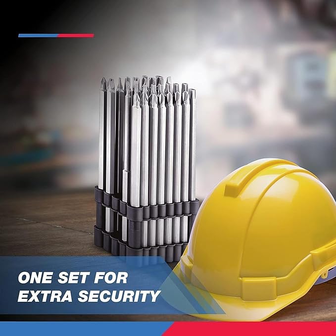 NEIKO 10224A 1/4" Extra Long Security Bit Set, 32 Piece Screwdriver For Drill, S2 Steel 6” Long Torx ,Tamper Proof , Torx, PoziDriv, Spanner, Tri-Wing, Security Power Bit