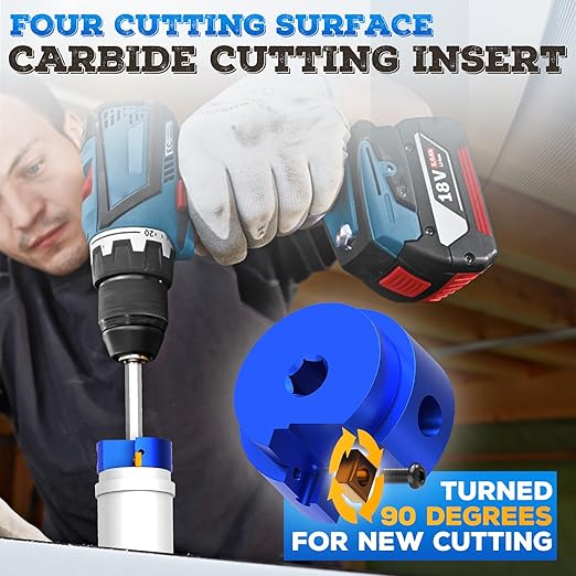 9PCS PVC Pipe Reamer Kit - SCH40 Aluminum Deburring Tool Kit (1/2" to 4") | Dual-Blade Technology | Deburring Tool for PVC & ABS Pipes | Fits Standard 1/2" Drills