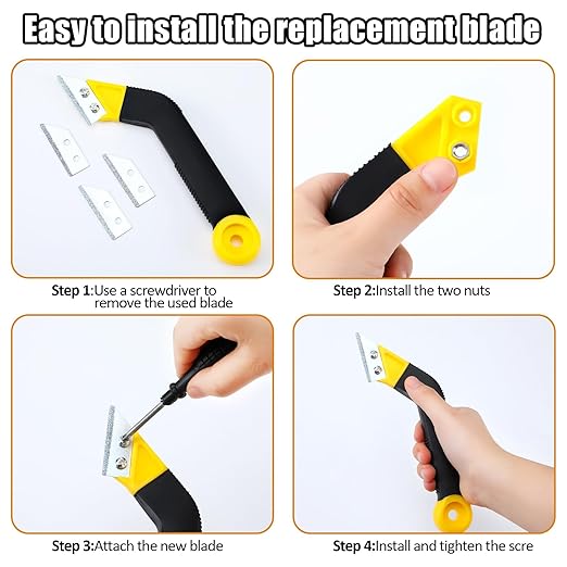 Blulu 11 Pcs Grout Float Sets Include 9.5 x 4 Inch Molded Rubber Grout Float, 6 Sponge, Angled Tile Saw with 3 Blades Replacement, Removal Tool for Masonry Stucco Drywall Concrete (Black)