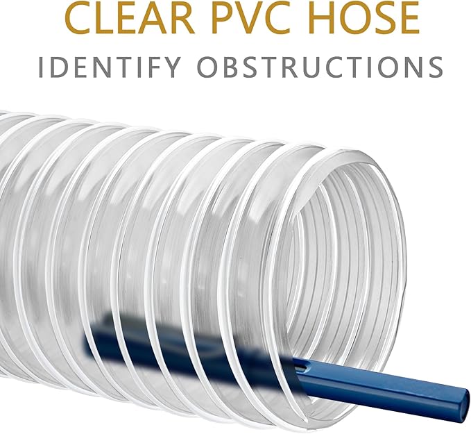 4" x 20' Dust Collection Hose, Flexible Clear PVC Fume Collection Hose with Carbon Steel Wire Coil for Dust Collectors by Oycevila