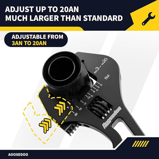 AOOSEDOO 3AN-20AN AN Fitting Wrench AN Fitting Tool for AN Hose Fitting Assembly Adjustable Lightweight Aluminum Black With Double-ended AN Wrench 6AN Socket-AN8 B-nut Blue