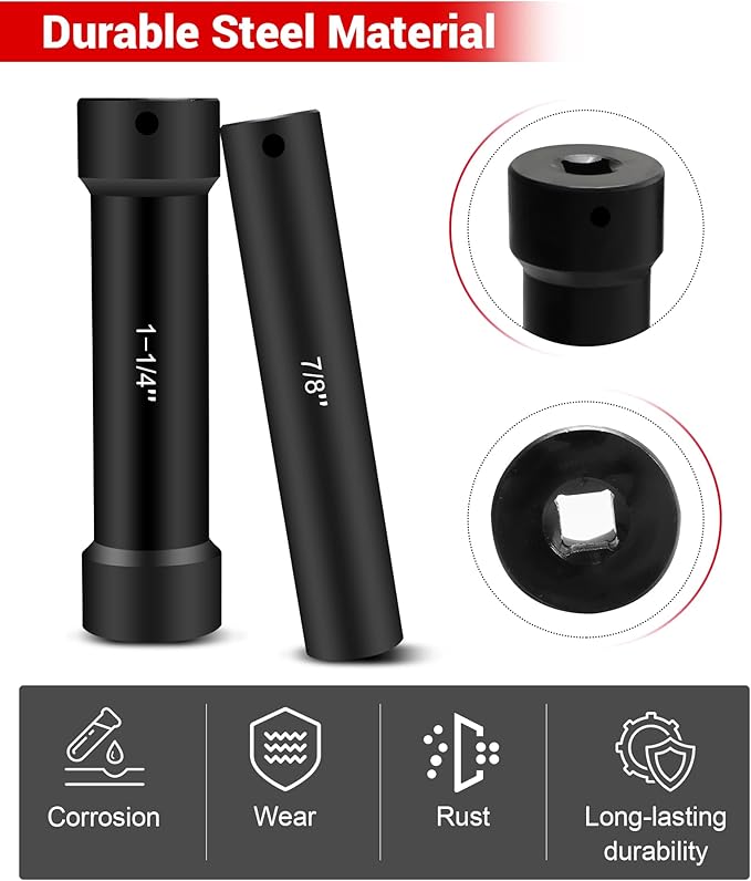 1/2 Inch Drive Extended Length Impact Socket Set, 6 Sizes Extra Deep Socket Set Include Sizes 3/4", 7/8", 15/16", 1-1/16", 1-1/8", 1-1/4" for High Torque Use with Case