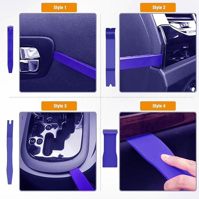 GOOACC 6PCS Auto Trim Removal Tool Kit No-Scratch Tool Kit for Car Audio Dash Window Molding Fastener Remover Tool Kit-Blue