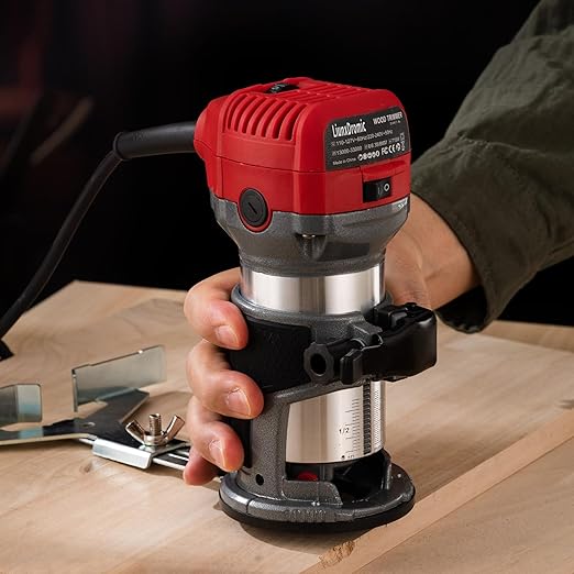 Router Tool, 6.5Amp 1.25HP Wood Routers for Woodworking, 13000-33000 RPM 6 Variable SpeedsHand Wood Tool Compact Edge Trimmer with 15 1/4" Router Bit Set (US7)