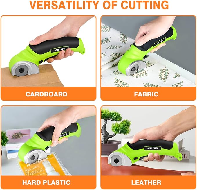 Cordless Electric Fabric Scissors, Power Rotary Cutter,Cardboard Box Heavy Duty Scissor, Rechargeable Sewing Shears (With Storage Box)