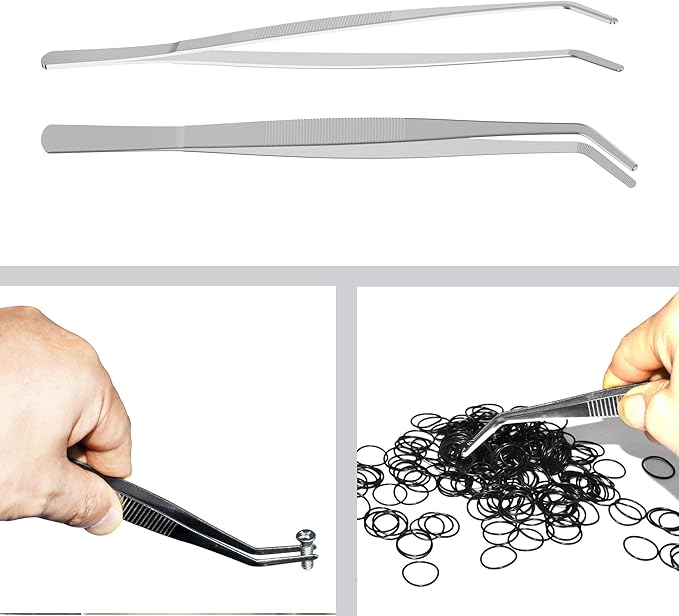 5 Inch Stainless Steel Tweezers, Curved Round Blunt Serrated Tip, Perfectly Aligned, 3/64 Inch Thickness Stainless Steel, Multipurpose Daily Garden Home Lab Craft Repairing Tool