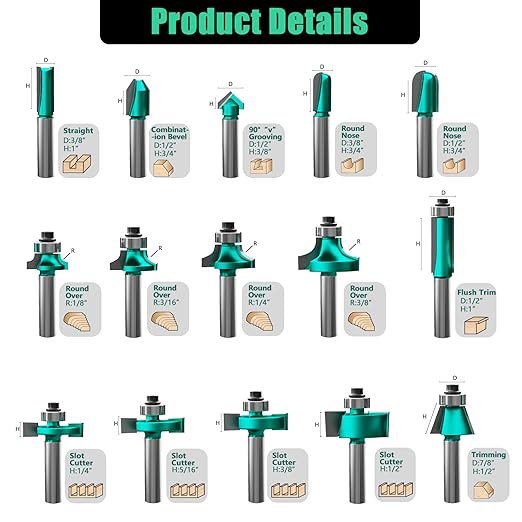 CSOOM 30PCS Router Bits Set, 1/2 Shank, with 2* Batch Head, Professional Wood Bits, Tungsten Carbide Milling Bits for Woodworking
