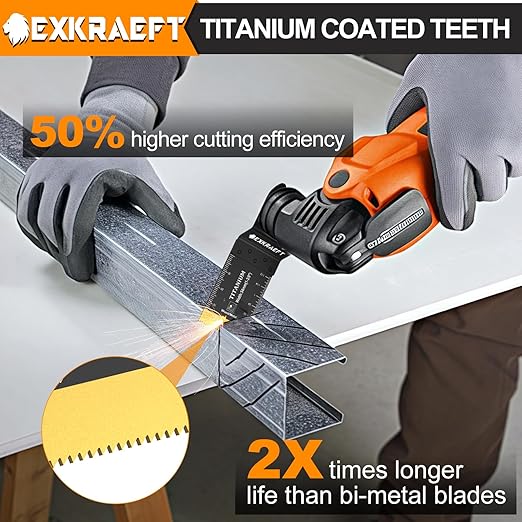 50 PCS Oscillating Tool Blade, Universal Titanium Multi Tool Blades for Metal Nails Wood Plastic and Hard Material, Oscillating Saw Blades Fit Dewalt Milwaukee Ryobi Rockwell Fein
