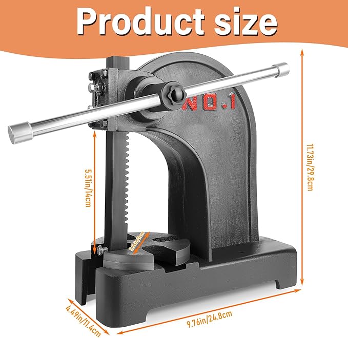 1 Ton Arbor Press Manual Heavy Duty Arbor Press Machine,5.5"" Work Height,Manual Arbor Press Cast Iron Desktop Punch Press,for Punching,Bending,Stretching (Black, 1T), DJ00701