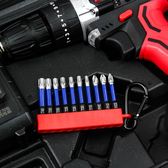 HPHOPE Professional Shockwave Screwdriver Bit Set 10-Piece ??50mm Torx, Pozi, Phillips, Hexagon Bits with Key Ring