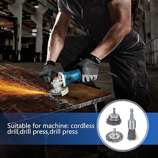 10 Pcs Drill Wire Brushes Coarse Carbon Steel Crimping Wire Wheel Cup Brushes, 1/4 Inch Hex Shank ??Suitable for Rust Cleaning, Stripping & Abrasive Applications