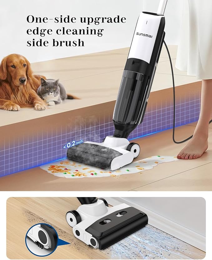 4-in-1 Steam Vacuum Mop Self-Cleaning Wet Dry Vacuum for Hardwood Floors Carpets 212째F High-Temperature Steam with LED Display