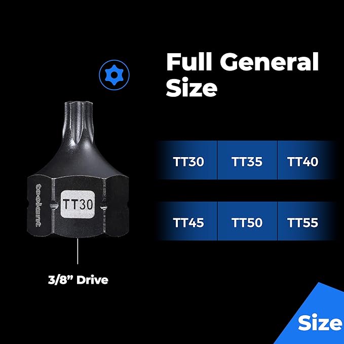 toolant 3/8" drive TT30 impact torx bit socket set 4PCS, Torx Drive, S2 Steel Air Drive Torx Socket set,Impact Grade竊똀nti-Roll Design