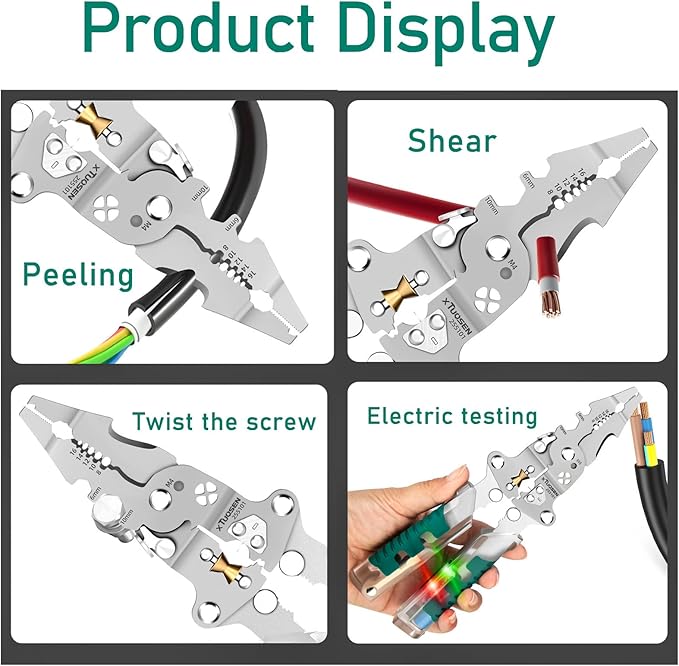 2025 New Tuvilo Electrician Pliers,20-in-1 Multi-Tool with Folding Stylus, Screwdriver & Wire Stripper, Heavy-Duty Electrical Pliers for DIY, Home & Professional Repairs
