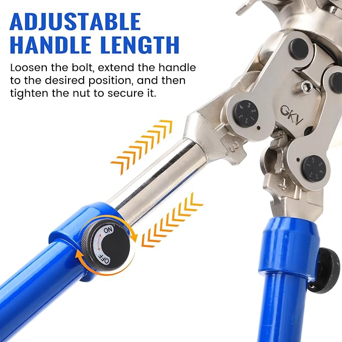 Propress Tool, ProPress Tool for Copper Pipe with 1/2" 3/4" 1" Jaws, 360째 Rotating Head & Extendable Handle for Solderless Copper Fittings