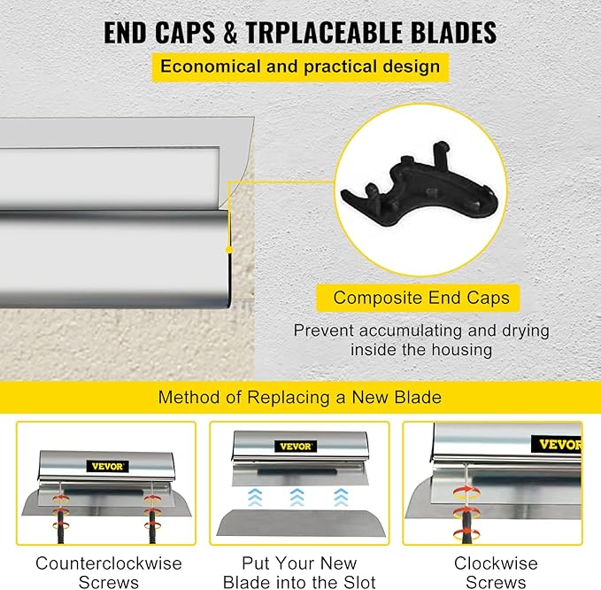 VEVOR Skimming Blade,32 inch Smoothing Knife, European Stainless Steel Construction Knife, Aluminum Blade Profile Smoothing Knockdown Spatula for Gyprock/Drywall/Wall-Board