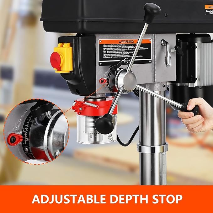 Powerful 13" Benchtop Drill Press with 7.5A Pure Copper Motor, Variable Speed Control from 288-3084 RPM, Excellent Durability, Tabletop Drilling Machine for Wood Metal