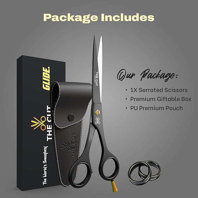 The Cut Factory짰 6.5??Matte Black Luxury Hair Scissors ??Ultra-Sharp High Carbon Steel Barber Shears for Men, Women & Kids ??Gift-Boxed with Leather Pouch ??Precision Cutting for Salon & Home