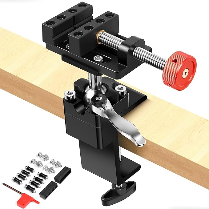 ArtyMaster 360째 Rotating Mini Bench Vise with Quick-Release Ratchet Wrench, 2.48" General-Purpose Table Vise for Woodworking, Metalworking, Modeling, Mini Vice Clamp for Small Projects WT104C