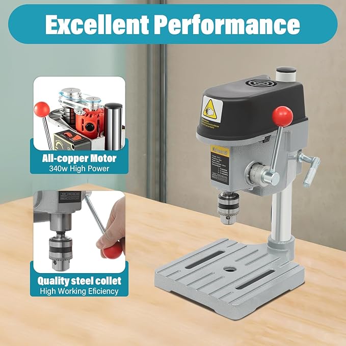 Portable Jewelry Drill Press,with Wrench - High340W,Adjustable Speed (0-16,000 RPM),Bench Top Drill Press Variable Speed,for Metal Wooden Jewelry DIY and Crafts Projects