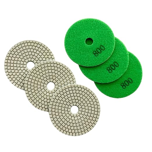 4" Wet Diamond Polishing Pad - 3 Packs of 800 Grit - White Resin for Granite, Marble, Quartz, Engineered Stone