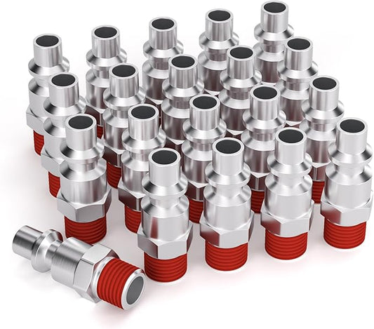 GASHER 3/8 Inch Body Size, M-Type Plug, 1/4 Inch Male Pneumatic Plugs(20-Pack)