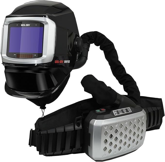 GOL-SIV-Auto-Darkening-Flip-Up Welding Helmet-Filter Respirator-Wide-View Window with Side Vision-True Color Display-Optical Protection Rating 1/1/1/1-4 Photoelectric Sensors-Battery Life 6~8 Hours