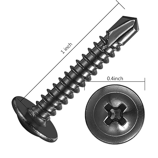 (200Pcs)#8횞1??for Sheet Metal Self-Tapping Screws 410 Black Stainless Steel Truss Head High-Strength Quick Tapping