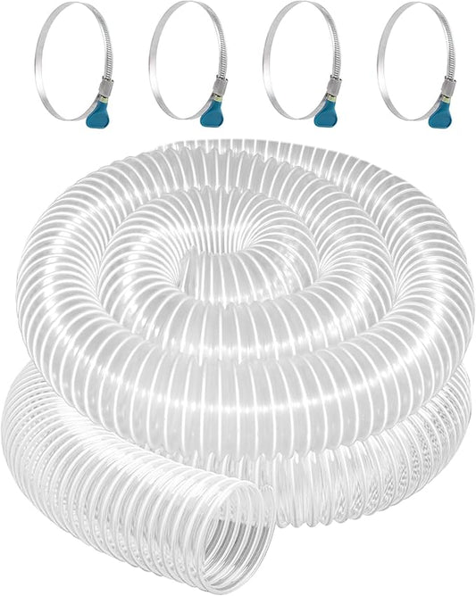 4" x 20' Dust Collection Hose, Flexible Clear PVC Fume Collection Hose with Carbon Steel Wire Coil for Dust Collectors by Oycevila