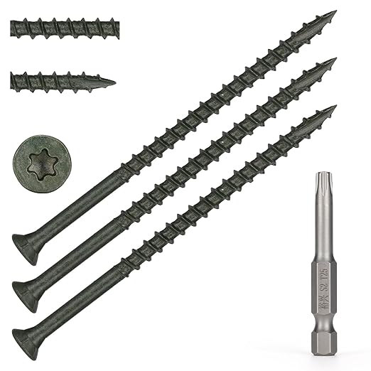 Wood Screws #10 x 3-1/2?쇺? T25 Star Torx Drive Flat Head Deck Screws, Green, 58Pcs (1lb)