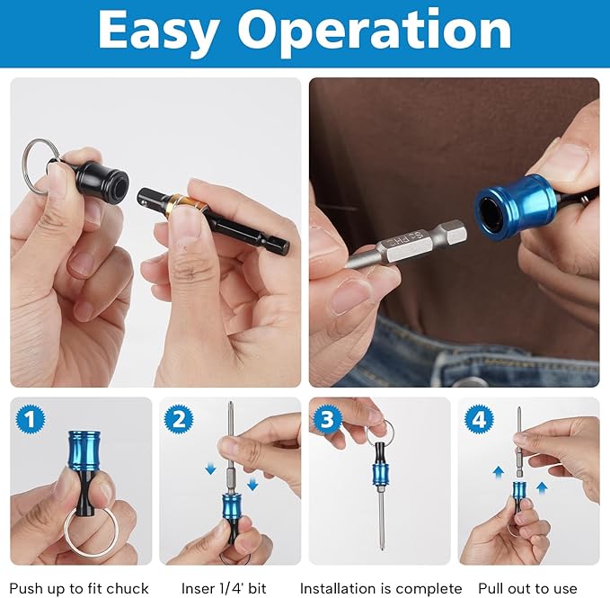 3 Set Bit Holders 1/4 inch Hex Shank Screwdriver Bits Holder Extension Bar Keychain Screw Adapter Drill Change Hand-held Screwdrivers Drill Bits Holder Portable Tools & Home Improvement Gift