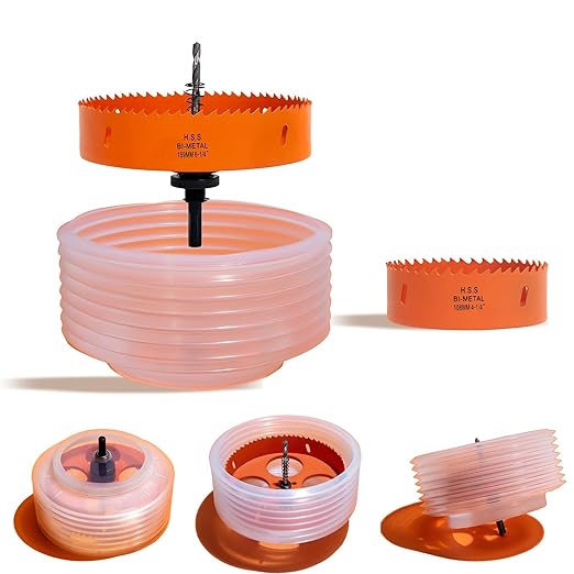 6-1/4 & 4-1/4 Hole Saw for Recessed Lights, 6.25 & 4.25 Inch Hole Cutter with Dust Bowl Catcher for 6 & 4 Inch Led Recessed Lighting and Wood Metal Drywall, Bi-Metal Construction