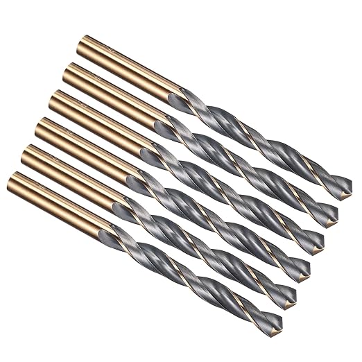 PATIKIL 8mm Drill Bit, Jobber Straight Shank 4341 High-Speed Steel 118째 Black and Gold Finish for Medium-Hard Metal Steel Acrylic - 6 Pack