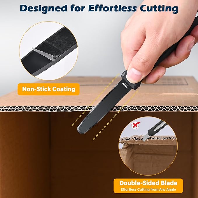 Zentara 2-Pack Cardboard Cutter ??No Blade Replacement, Serrated Corrugated Knife for Precision Box Cutting, DIY Crafting, and Recycling ?밐eavy Duty Ergonomic Handle & Anti-Stick Coating