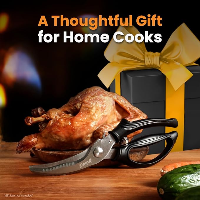 Heavy Duty Poultry Shears - A Must Have chicken processing equipment, Kitchen Scissors for Meat, Chicken, Turkey, and Vegetables - Non-Slip Handle, Safety Lock, Dishwasher Safe