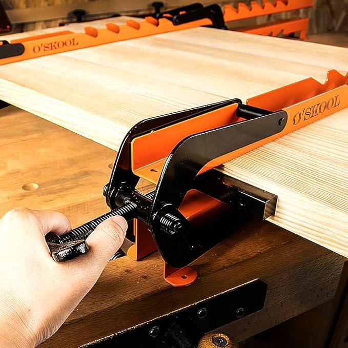 O'SKOOL Pressure Panel Clamps (2-Pack) - 4-Way Pressure Steel Clamps for Cutting Boards, Tabletops, and Cabinet Making - Ideal for Flush Joints & Precision Woodworking Projects, CAV013
