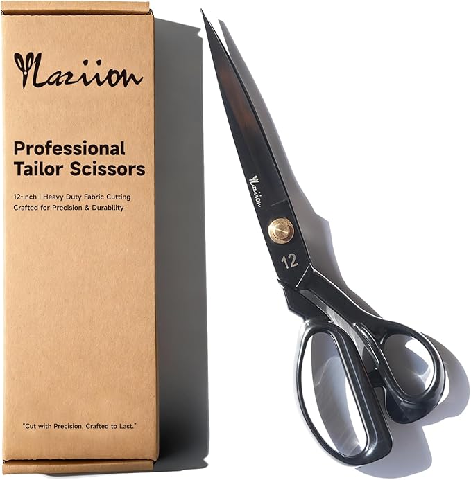 YLaziion 12-Inch Heavy Duty Fabric Scissors, Professional Tailor Shears with Ear-Guard Handle for Ultimate Control ??Large Dressmaking Shears for Sewing, Leather & Quilting, 1.1LB Right-Handed