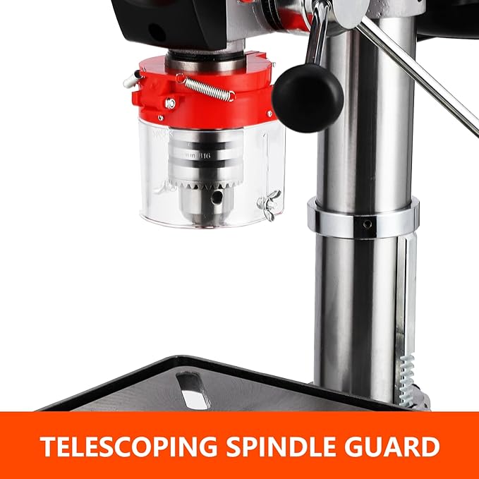 13 in Benchtop Drill Press, 7.5 Amp 120V, 288-3084 RPM Variable Speed Cast Iron Bench Drill Press, 0-45° Tilting Worktable, Tabletop Drilling Machine for Wood Metal