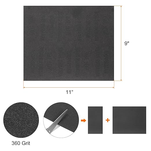 HARFINGTON 100pcs Sandpaper 360 Grit 9 x 11 Inch C-Weight Backing Silicon Carbide Abrasive Wet Dry Sanding Sheets for Wood Finishing, Metal Sanding, Automotive Polishing