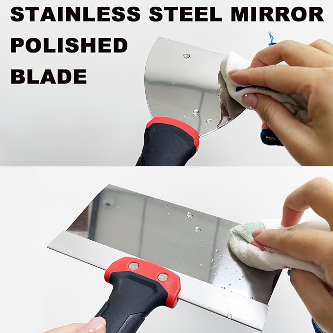 5 Pack Drywall Knife Set, Includes 8??& 12??Taping Knives, 4" & 6" Putty Knives and 3??Multifunctional Paint Scraper, Perfect Hand Tools for Drywall Joint Taping, Finishing and Patching