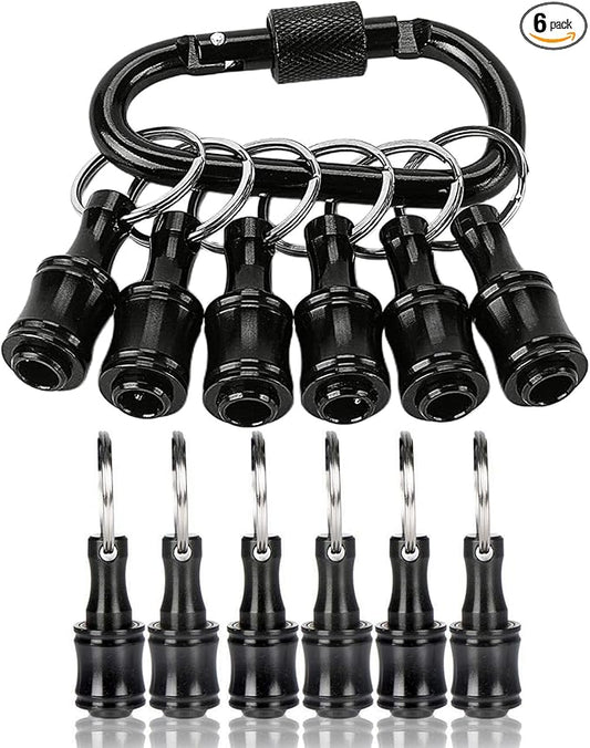 Bit Holder 1/4 inch Hex Shank Screwdriver Bits Holder Extension Bar Keychain Screw Adapter Drill Change Hand-held Screwdrivers Drill Bits Holder Portable (Black)