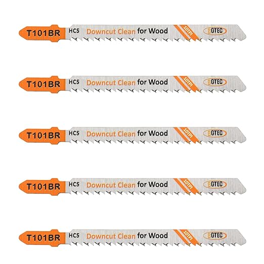 5PCS T Shank Jigsaw Blades Set - BGTEC HCS(SK5) Jig Saw Blades for Wood, Plastic Cutting(T101BR)