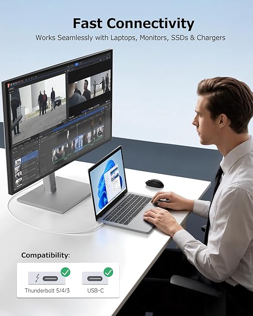 Cable Matters 40Gbps USB 4 Cable - 2.6ft, Supports Up to [8K@60Hz / 4K@240Hz Video, 240W Charging, 40Gbps Data Transfer] USB4 Cable, White, Compatible with Thunderbolt 4, MacBook, XPS, Surface Pro