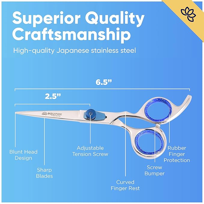 Equinox Razor Edge Series Professional Hair Scissors - 6.5??Premium Japanese Stainless Steel Hair Cutting Scissors, Hair Shears, Hair Razors for Hair Cutting, Barber Accessories & Hair Salon Supplies