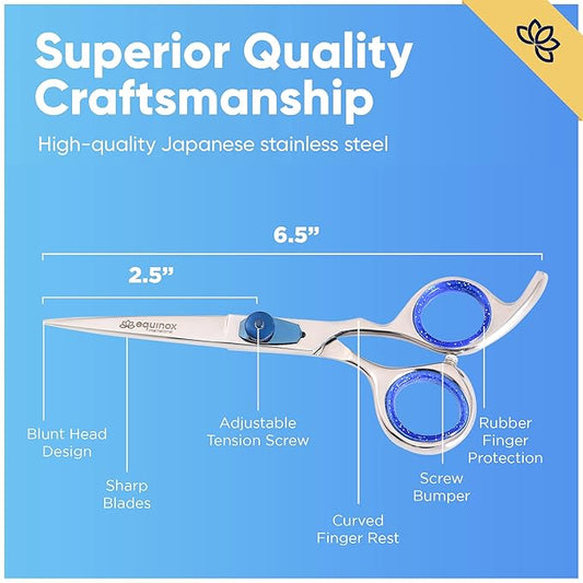 Equinox Razor Edge Series Professional Hair Scissors - 6.5??Premium Japanese Stainless Steel Hair Cutting Scissors, Hair Shears, Hair Razors for Hair Cutting, Barber Accessories & Hair Salon Supplies